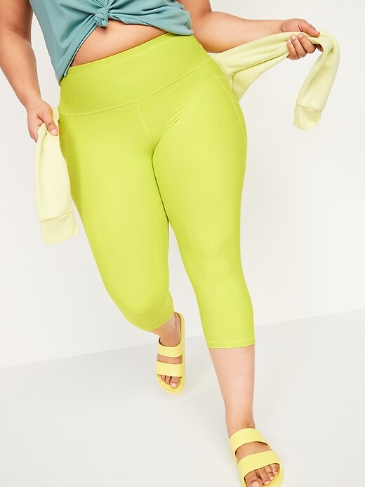 View large product image 1 of 2. High-Waisted PowerSoft Side-Pocket Plus-Size Crop Leggings
