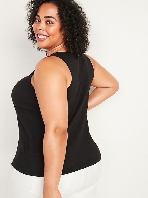 Image number 2 showing, Slim-Fit Rib-Knit Plus-Size Lace-Up Tank Top