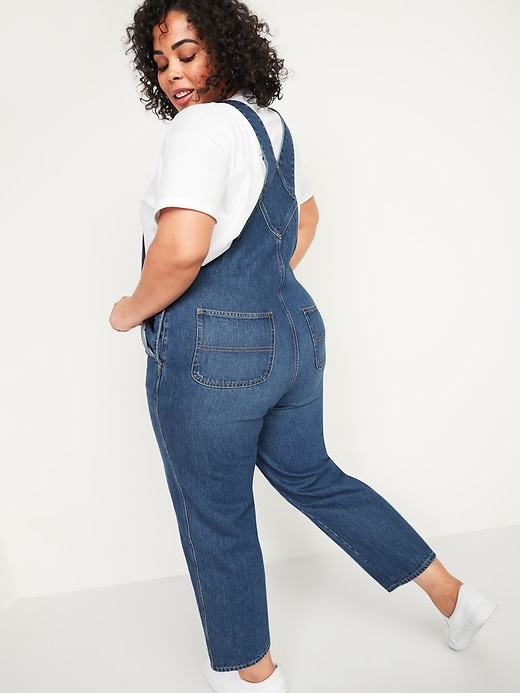 Image number 2 showing, Slouchy Straight Medium-Wash Workwear Plus-Size Jean Overalls