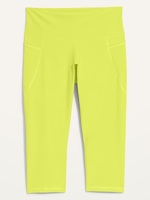 View large product image 2 of 2. High-Waisted PowerSoft Side-Pocket Plus-Size Crop Leggings