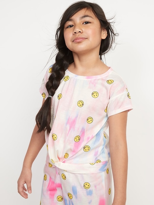 View large product image 1 of 3. Short-Sleeve Twist-Hem Pajama Top for Girls