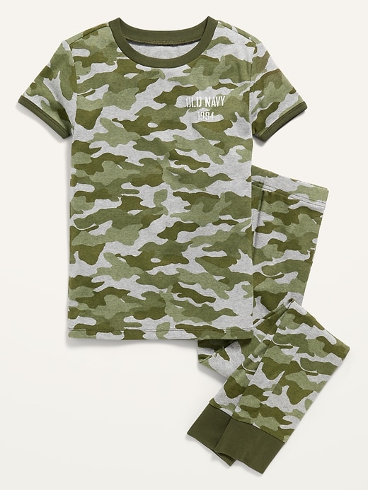 View large product image 2 of 3. Snug-Fit Gender-Neutral Matching Graphic Pajama Set For Kids