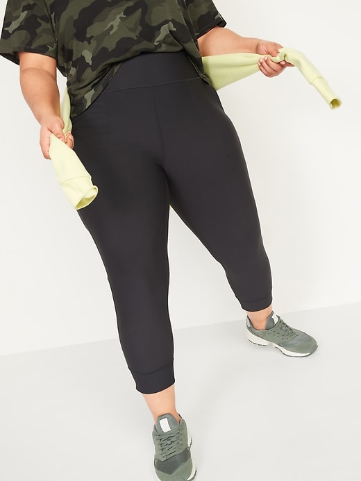 Image number 1 showing, High-Waisted PowerSoft  Plus-Size Crop Joggers
