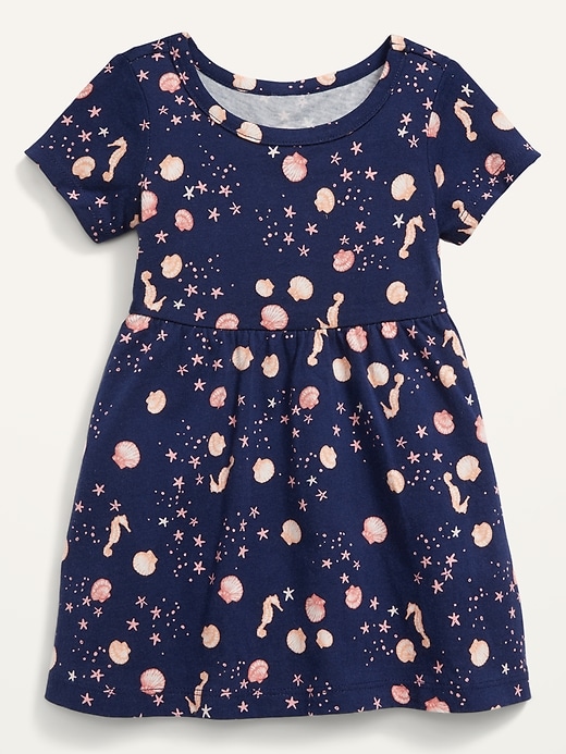 Old Navy Short-Sleeve Printed Jersey Dress for Baby blue. 1