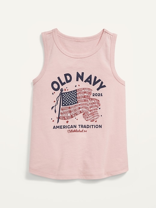View large product image 1 of 1. 2021 American Flag Tank Top for Toddler Girls