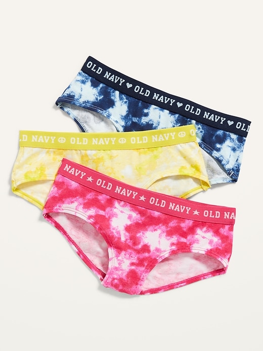 View large product image 1 of 1. 3-Pack Exposed-Elastic Hipster Underwear for Girls