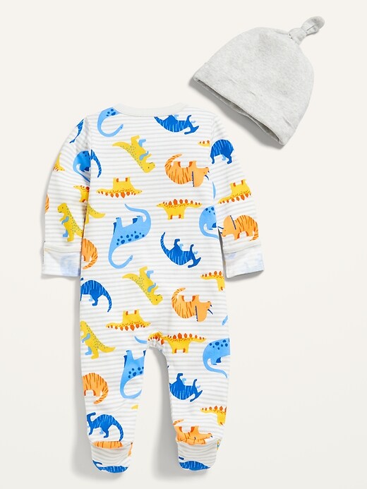 View large product image 2 of 2. Unisex 2-Piece Footed One-Piece & Beanie Layette Set for Baby