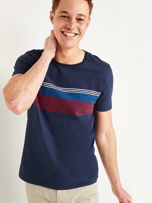 Image number 1 showing, Soft-Washed Chest-Stripe Crew-Neck T-Shirt