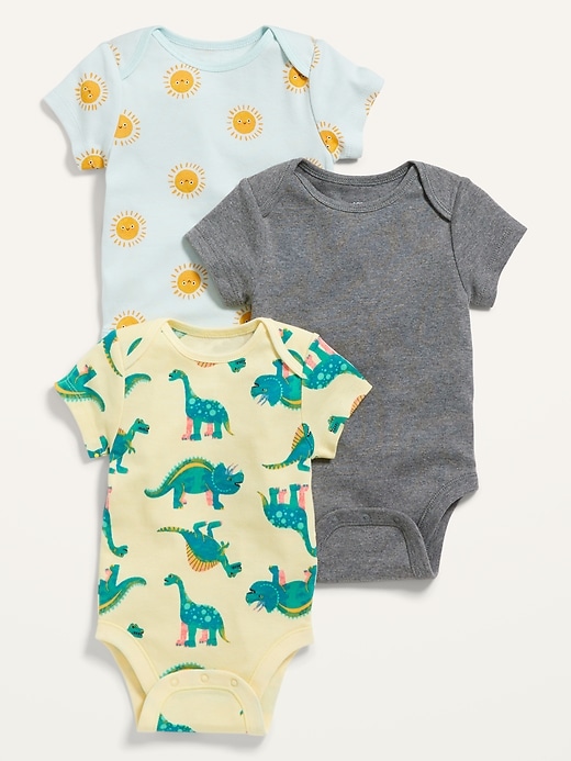 View large product image 1 of 2. Unisex 3-Pack Short-Sleeve Bodysuit for Baby