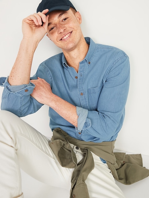 Image number 3 showing, Regular-Fit Built-In Flex Everyday Chambray Shirt