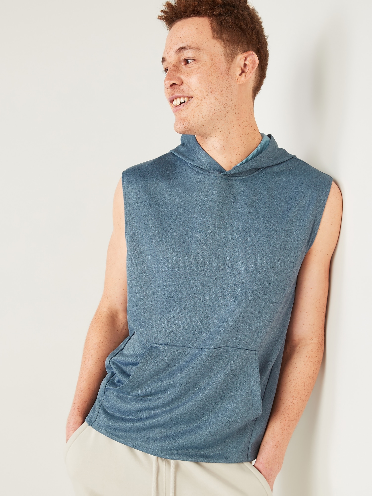 Go-Dry Sleeveless French Terry Hoodie for Men