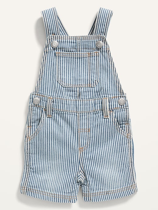 View large product image 1 of 2. Unisex Railroad-Stripe Jean Shortalls for Baby