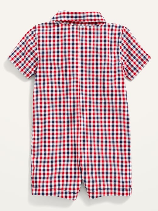 View large product image 2 of 2. Short-Sleeve Plaid Poplin One-Piece for Baby