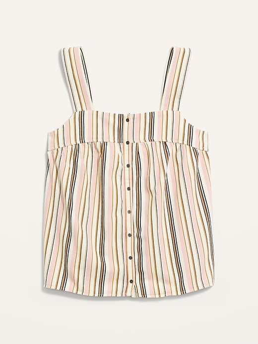 View large product image 1 of 1. Sleeveless Button-Front Striped Twill Top for Women