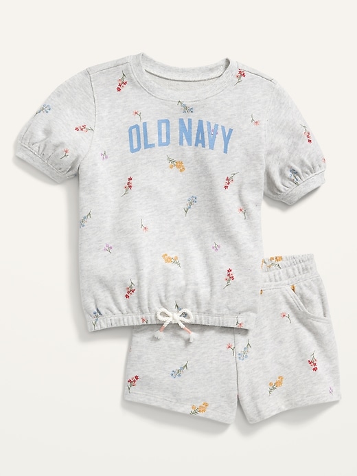 View large product image 1 of 2. French Terry Logo Sweatshirt and Shorts Set for Toddler Girls