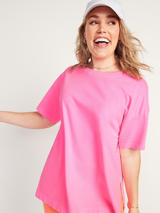 Image number 1 showing, Oversized Vintage Garment-Dyed Tunic T-Shirt for Women