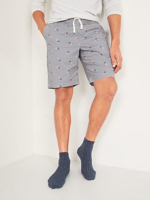 View large product image 1 of 1. Printed Poplin Pajama Shorts -- 9-inch inseam