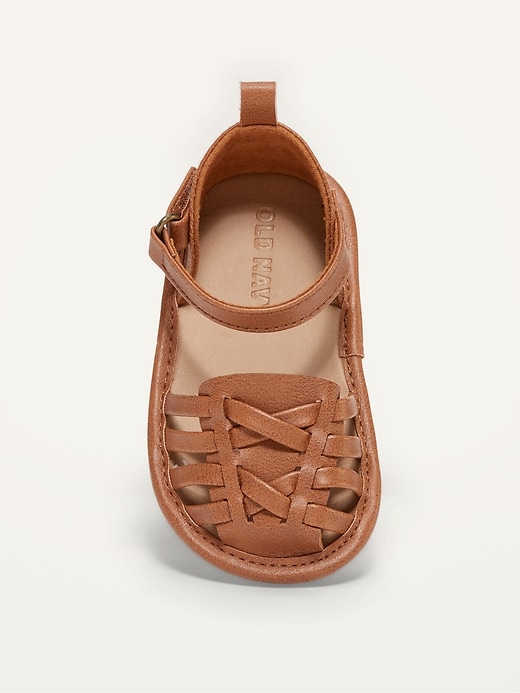 View large product image 2 of 4. Faux-Leather Ankle-Strap Huarache Flats for Baby