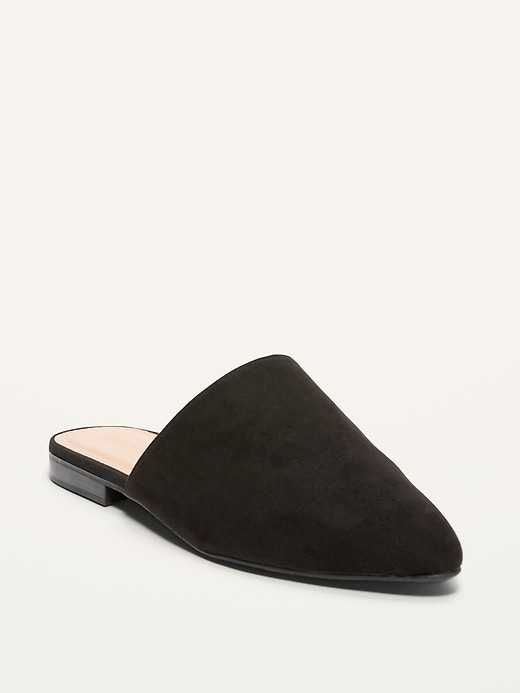 View large product image 1 of 1. Faux-Suede Pointy-Toe Mule Flats
