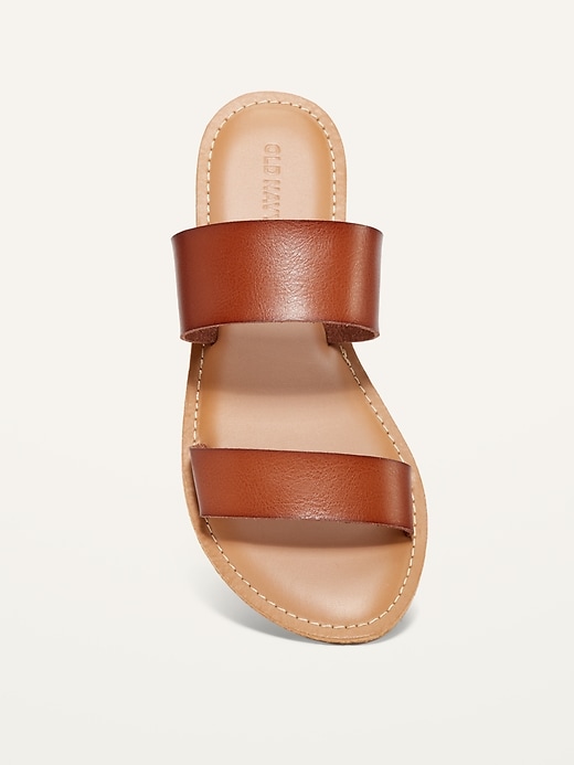 Image number 2 showing, Faux-Leather Double-Strap Slide Sandals