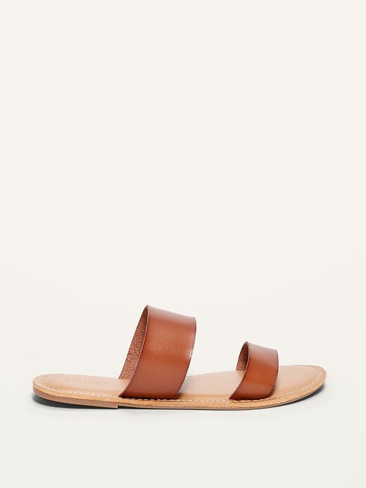 Image number 4 showing, Faux-Leather Double-Strap Slide Sandals