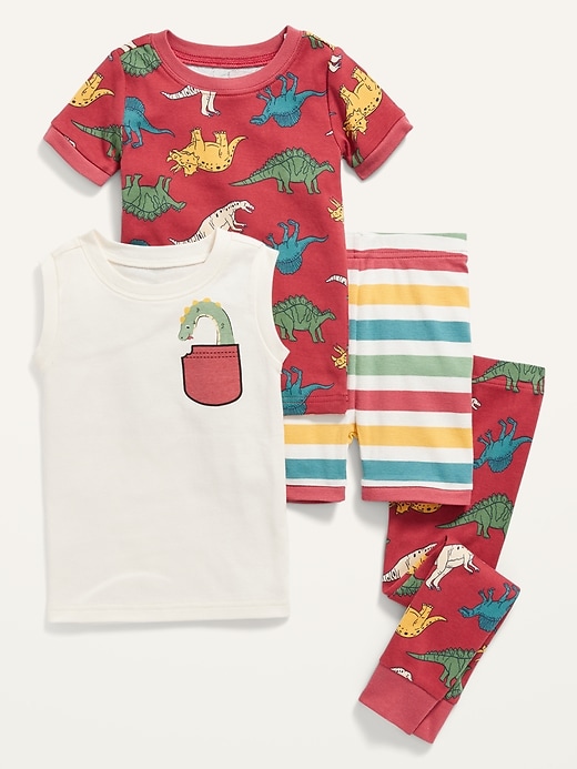 View large product image 1 of 1. Unisex 4-Piece Graphic Pajama Set for Toddler & Baby
