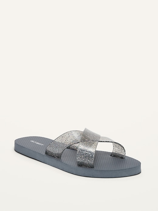 View large product image 1 of 1. Sugarcane-Blend Jelly Crisscross-Strap Flip-Flop Sandals (Partially Plant-Based)