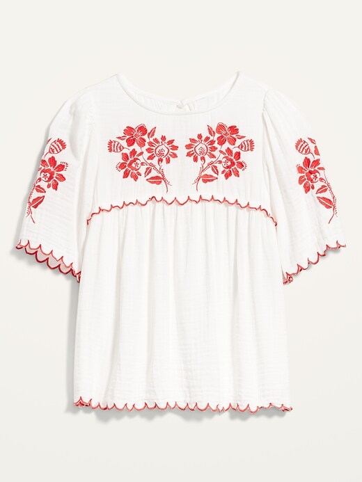 Image number 4 showing, Oversized Embroidered Short-Sleeve Blouse