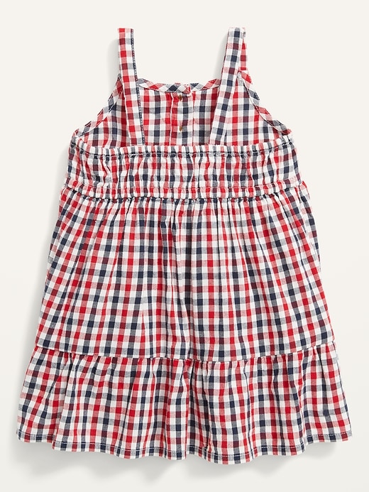 View large product image 2 of 2. Sleeveless Plaid Tiered Henley Dress for Baby