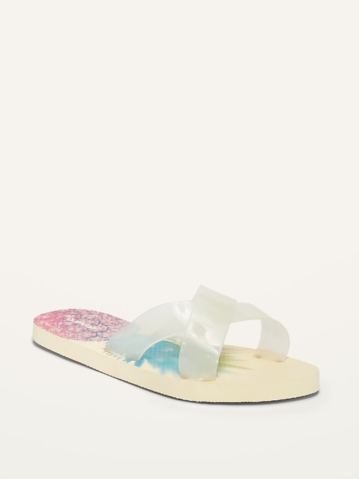 View large product image 1 of 1. Sugarcane-Blend Jelly Crisscross-Strap Flip-Flop Sandals (Partially Plant-Based)