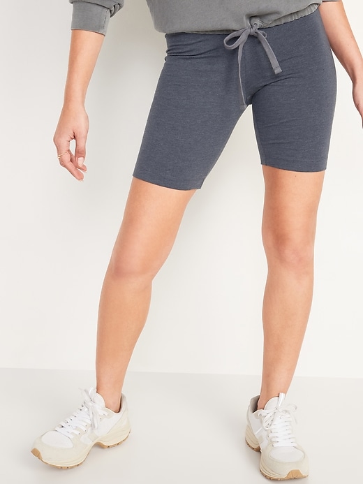 Image number 1 showing, High-Waisted Long Biker Shorts For Women -- 9-Inch Inseam