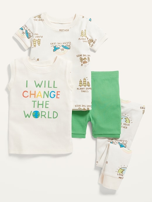 View large product image 1 of 2. Unisex 4-Piece Graphic Pajama Set for Toddler & Baby