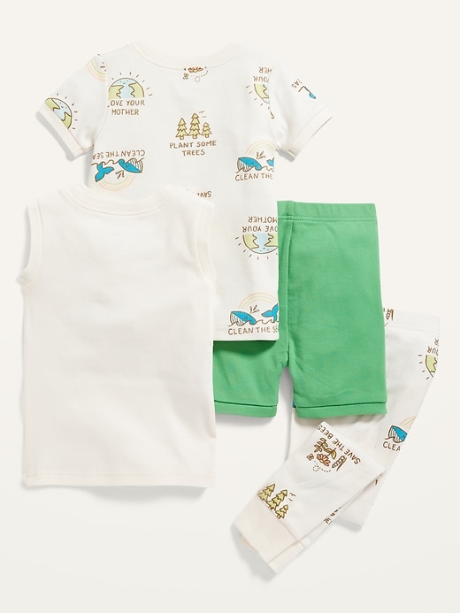 View large product image 2 of 2. Unisex 4-Piece Graphic Pajama Set for Toddler & Baby