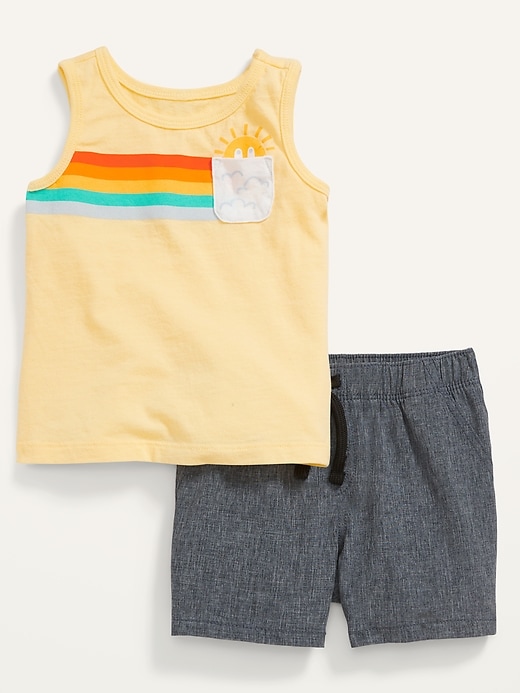 View large product image 1 of 2. Printed Pocket Tank Top and Woven Shorts Set for Baby