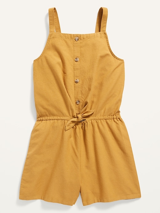 View large product image 1 of 1. Sleeveless Tie-Front Romper for Girls