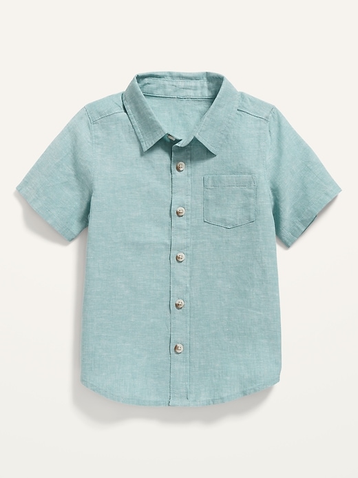 View large product image 1 of 2. Linen-Blend Short-Sleeve Shirt for Toddler Boys