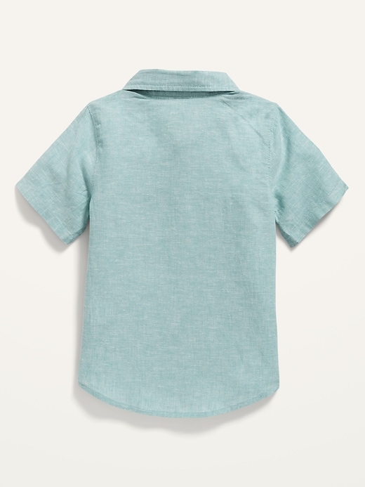 View large product image 2 of 2. Linen-Blend Short-Sleeve Shirt for Toddler Boys