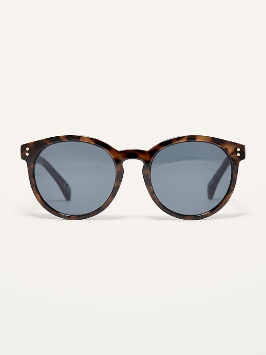 View large product image 1 of 2. Gender-Neutral Tortoiseshell Round-Frame Sunglasses for Adults