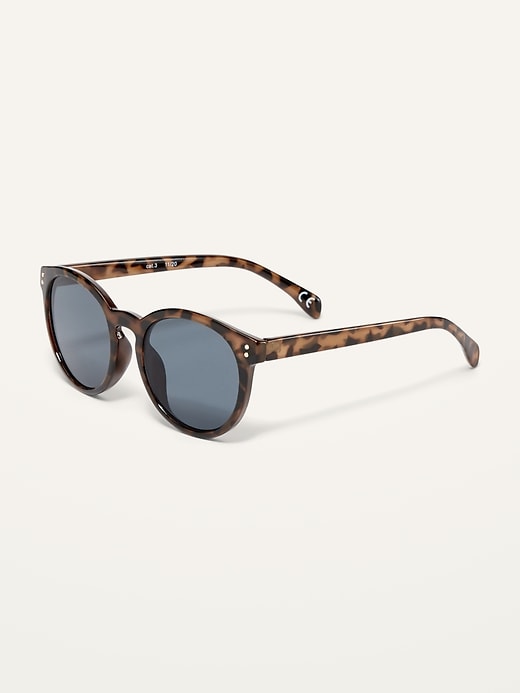 View large product image 2 of 2. Gender-Neutral Tortoiseshell Round-Frame Sunglasses for Adults