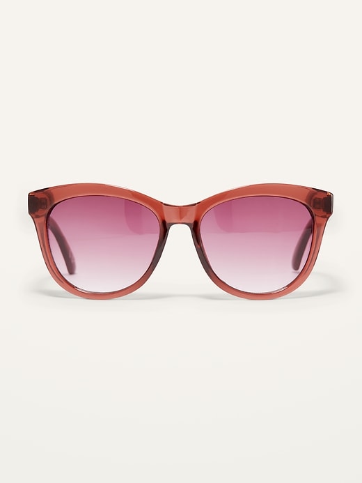 View large product image 1 of 2. Burgundy Round-Frame Sunglasses For Women