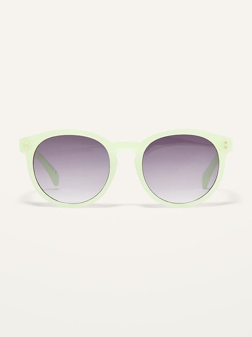 Old Navy Light Green Round-Frame Sunglasses for Women. 1
