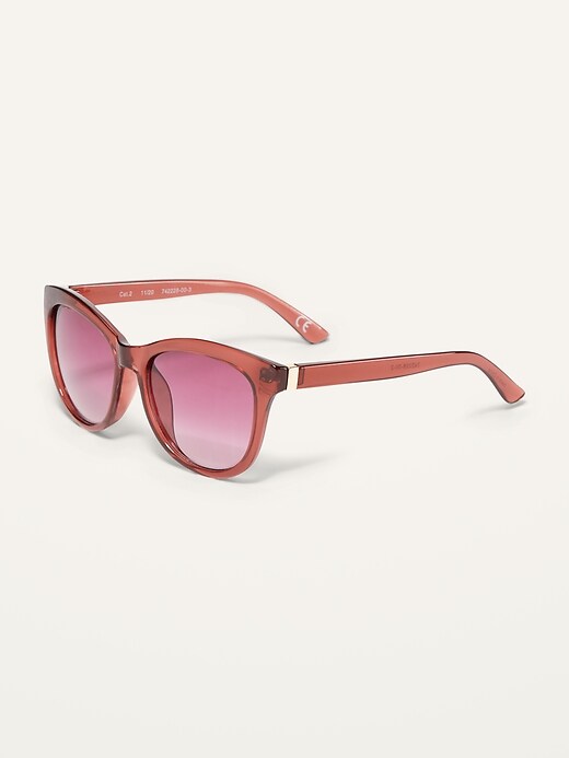 View large product image 2 of 2. Burgundy Round-Frame Sunglasses For Women