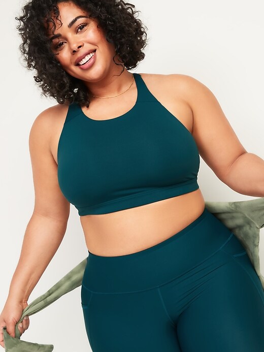 View large product image 1 of 2. Medium Support PowerSoft Plus-Size Strappy Sports Bra
