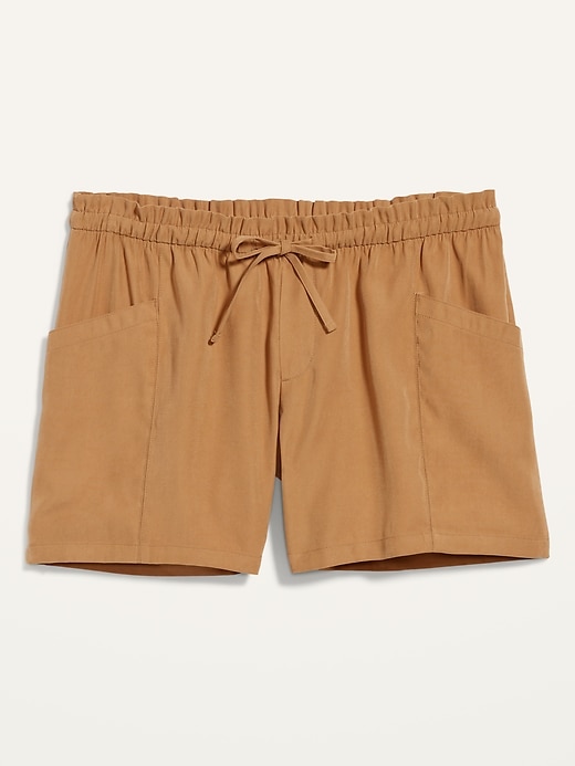 View large product image 2 of 2. High-Waisted Soft-Twill Plus-Size Utility Shorts -- 5-inch inseam