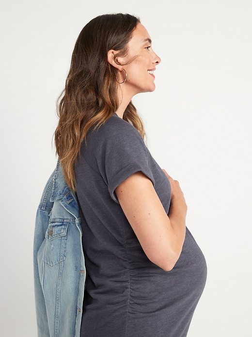 Image number 3 showing, Maternity Short-Sleeve Sweatshirt Mini Shift Dress
