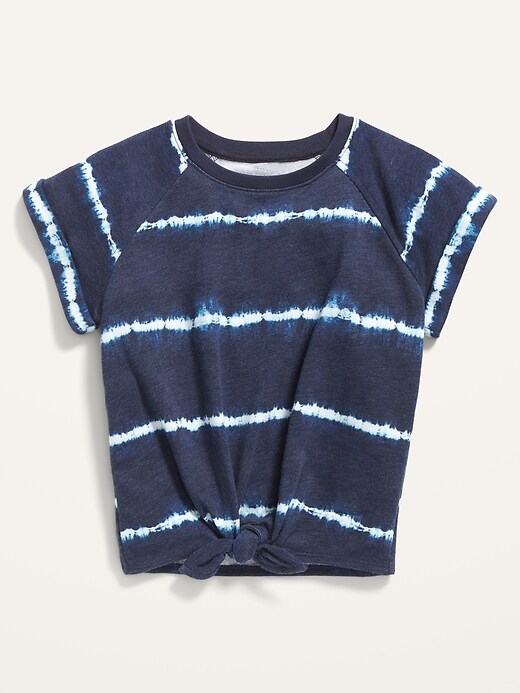 View large product image 1 of 2. Tie-Dye Stripe Short-Sleeve Tie-Hem Sweatshirt for Girls