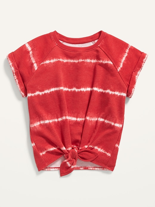 View large product image 1 of 1. Tie-Dye Stripe Short-Sleeve Tie-Hem Sweatshirt for Girls