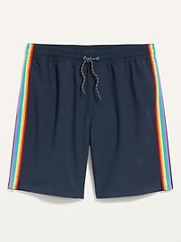 View large product image 3 of 3. Rainbow Side-Stripe Swim Trunks -- 8-inch inseam
