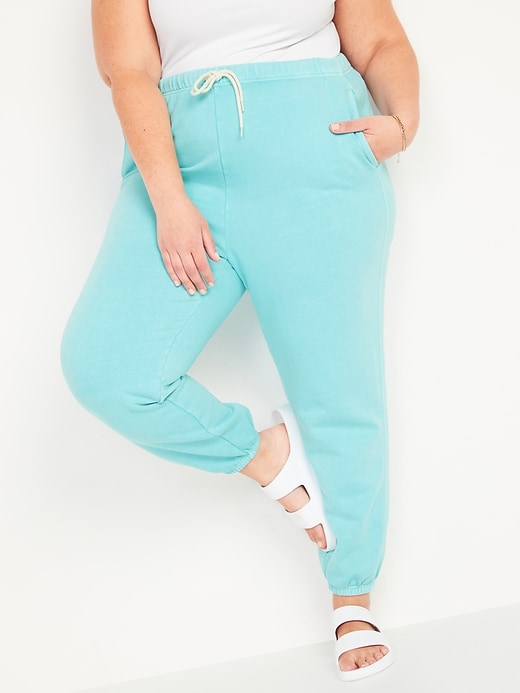 Image number 1 showing, Extra High-Waisted Garment-Dyed Plus-Size Sweatpants