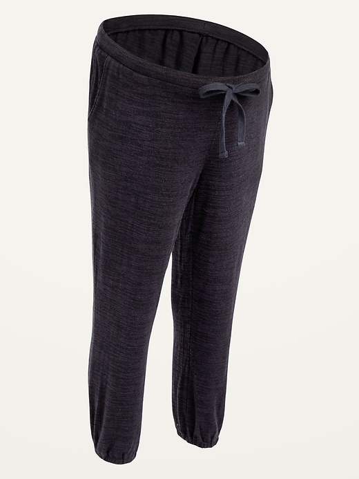 View large product image 1 of 1. Maternity Low Panel Plush-Knit Crop Sweatpants